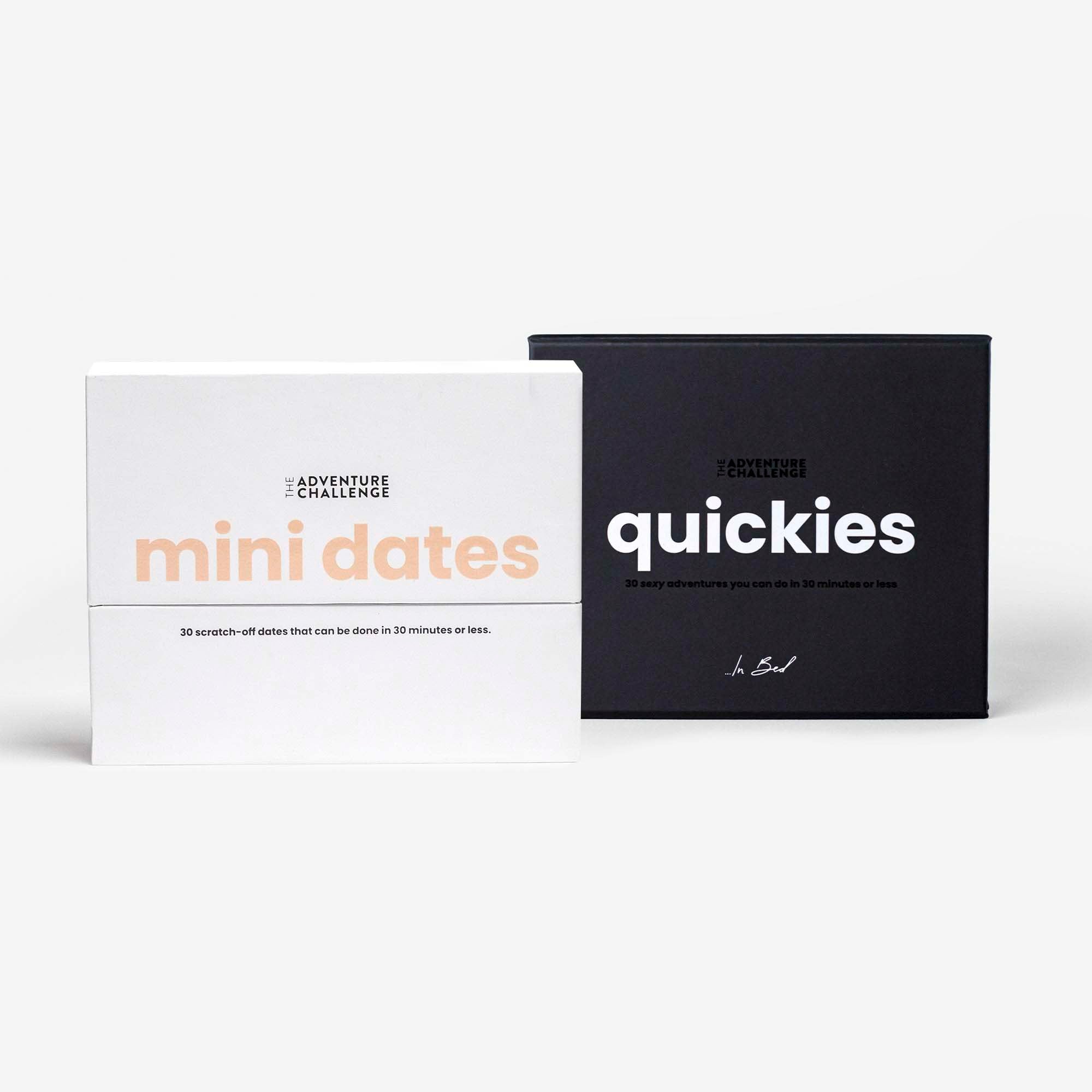 These card packs are full of creative ways to connect with your partner when you're busy or don't feel like going out. Date night just got easer.